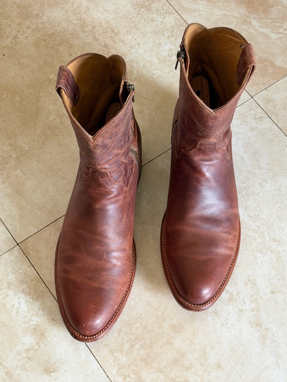 Tecovas Men’s The Dean Leather Side Zip Western Cowboy Boot Size 9.5 D Brown